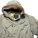 Woolrich John Rich and Bros Light Khaki Green Parka Fur Trim Coat (L)