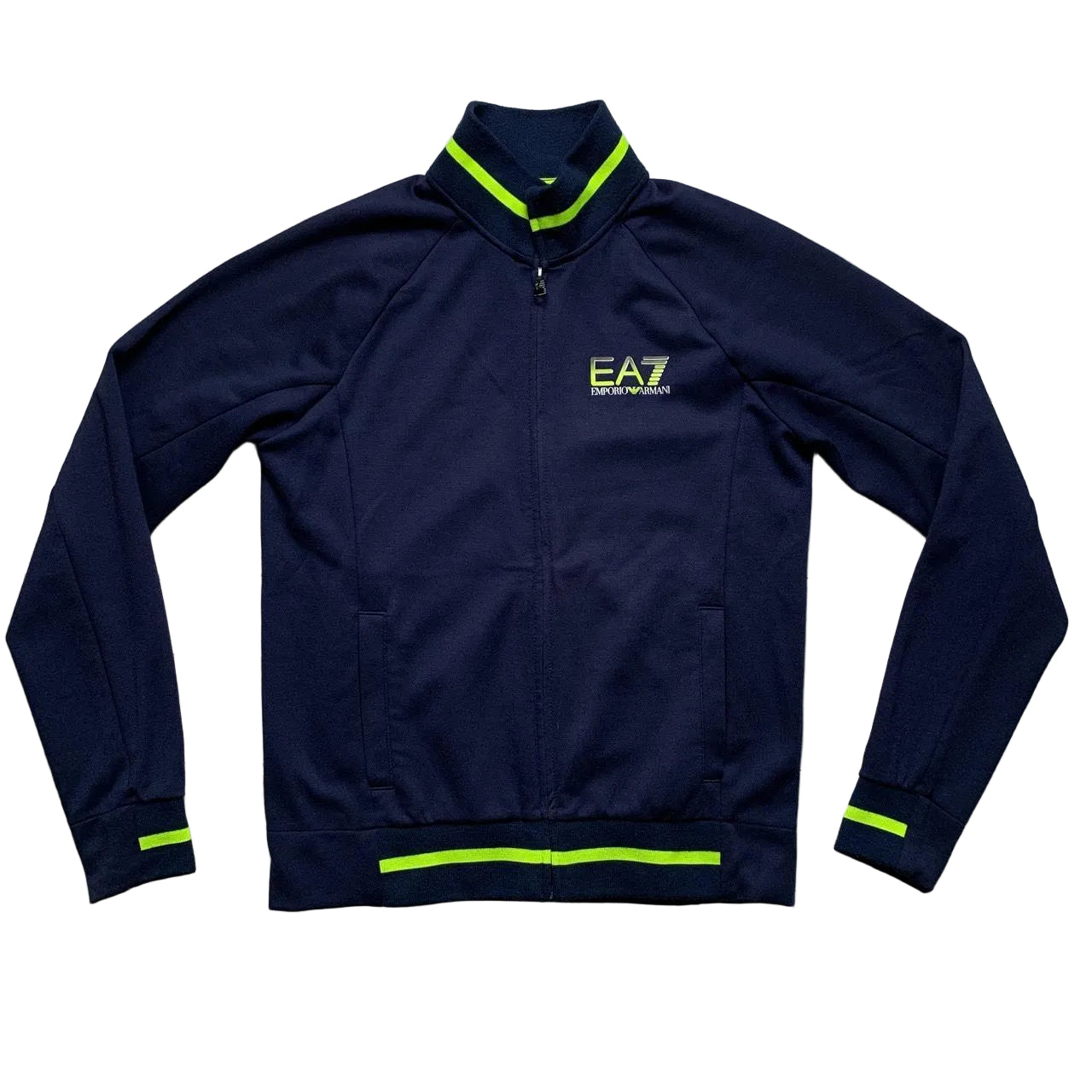 Emporio Armani EA7 Navy and Neon Green Tracksuit Jacket