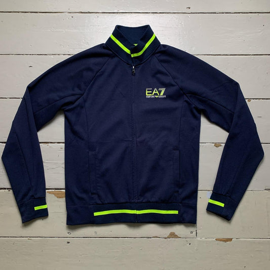 Emporio Armani EA7 Navy and Neon Green Tracksuit Jacket