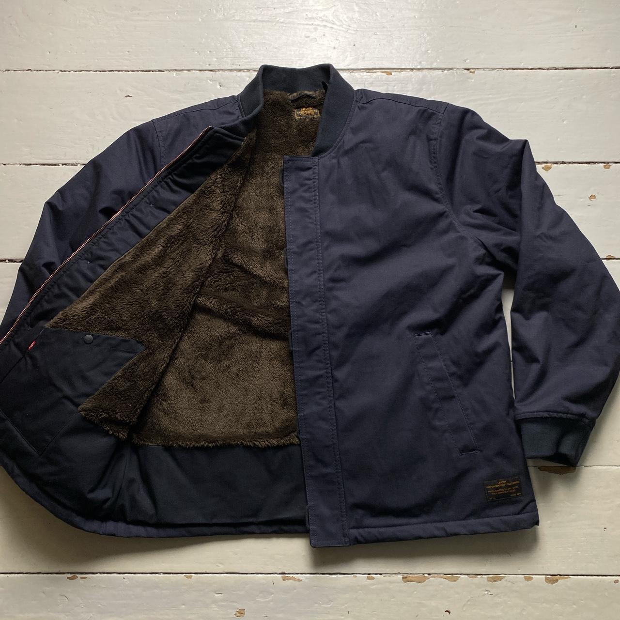 Levis Skateboarding Navy and Brown Sherpa Lining Bomber Jacket