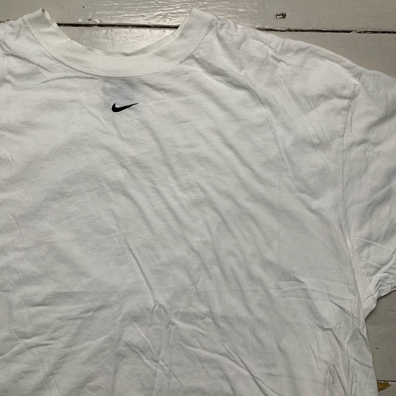 Nike Centre Swoosh White and Black Oversized Cropped T Shirt Womens