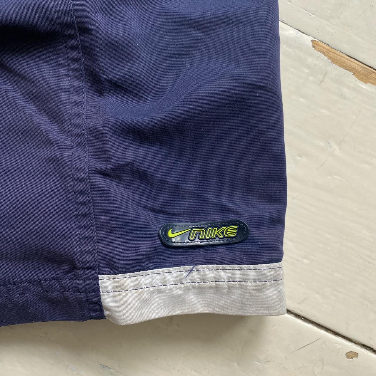 Nike Vintage Baggy Navy and Green Shell Track Pant Bottoms