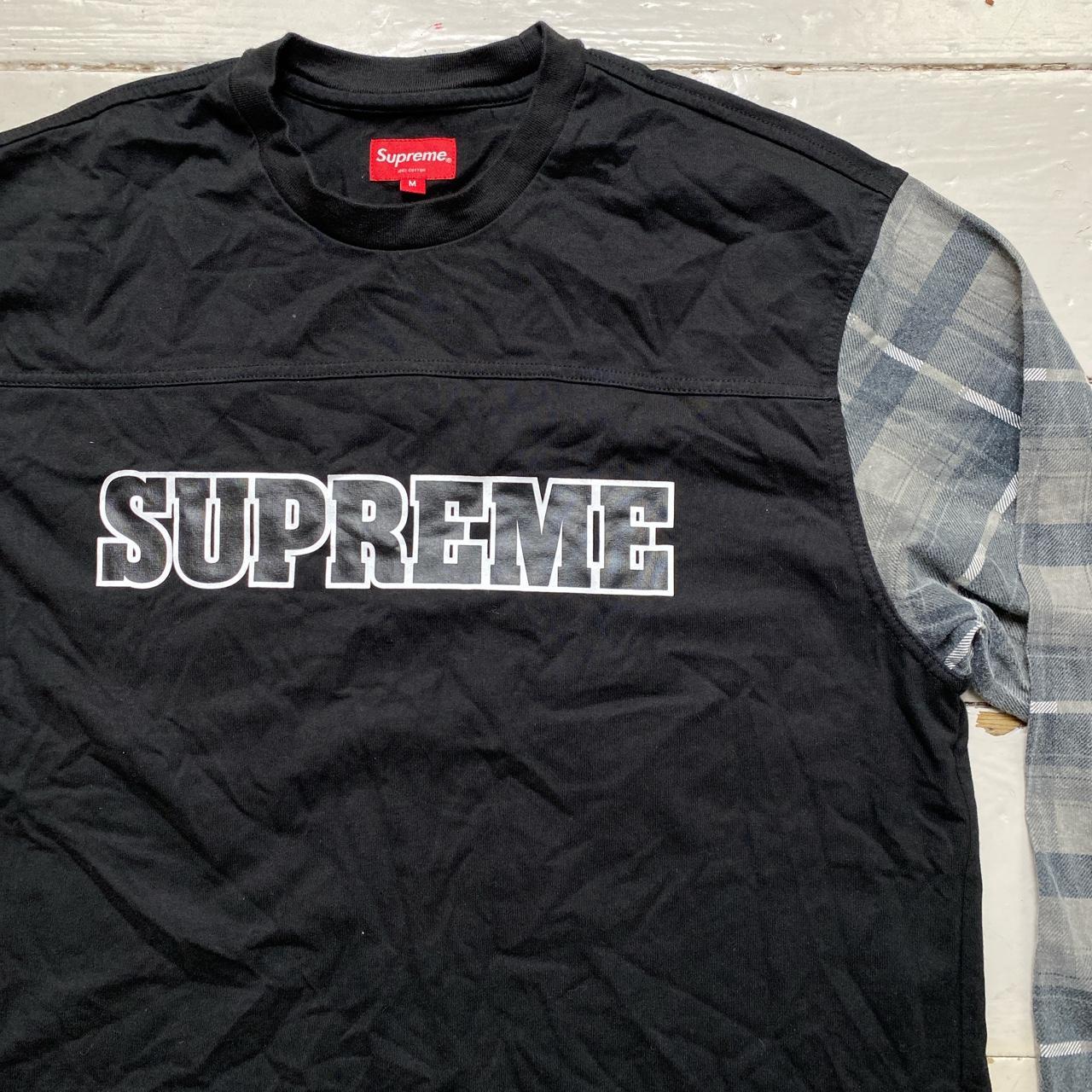 Supreme Black and Checked Long Sleeve T Shirt