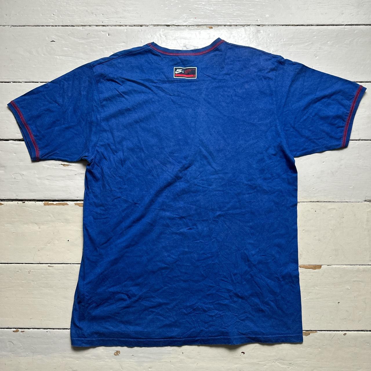 Nike Vintage Big Swoosh T Shirt Blue and Red