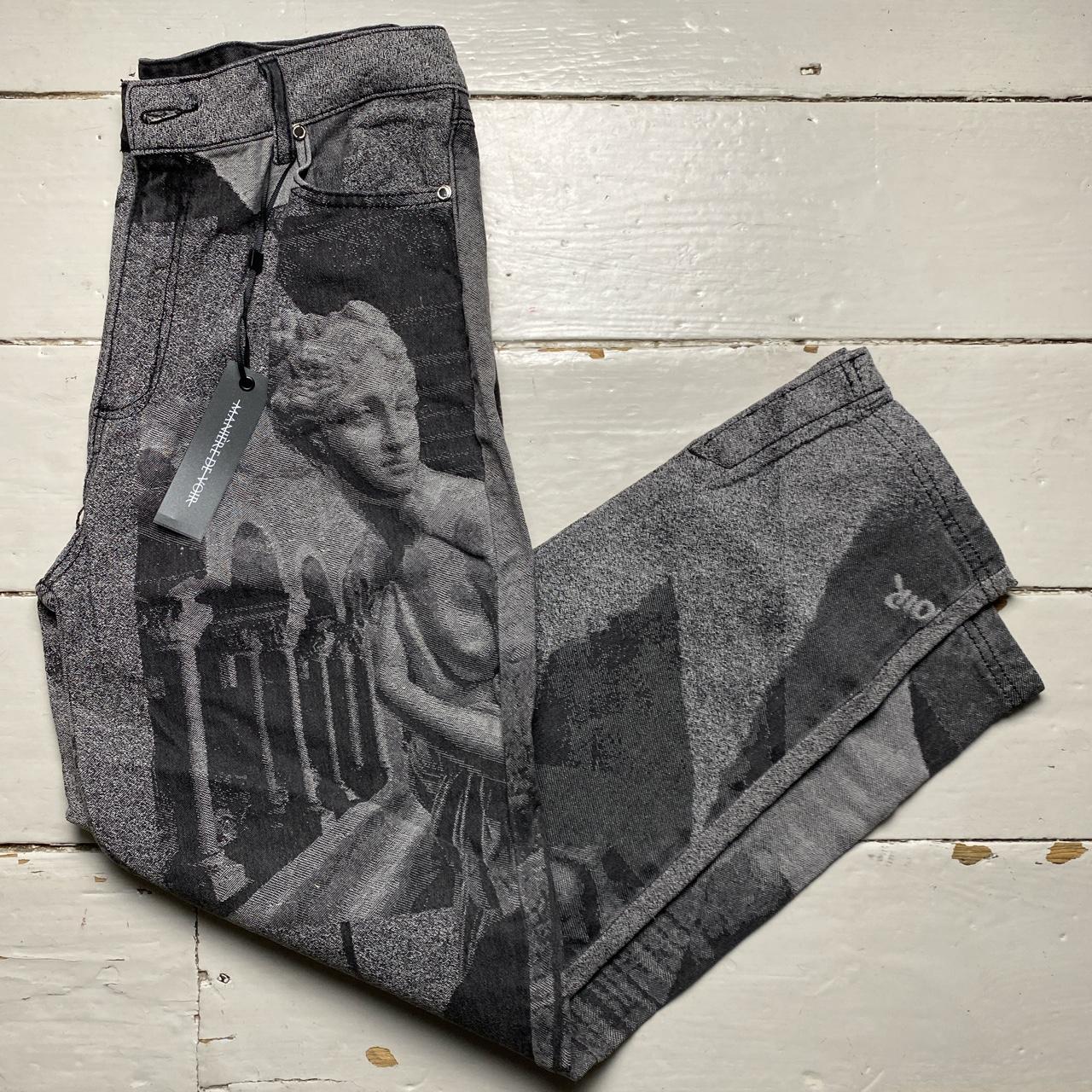 Maniere De Voir All Over Greek Print Grey Jeans