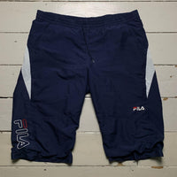 Fila Vintage Baggy Shell Track Pant Shorts Navy White and Red