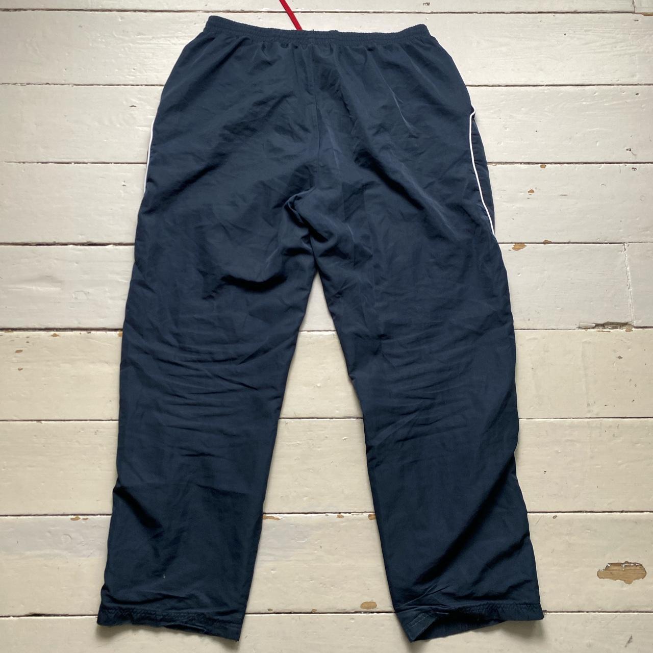 Reebok Navy and White Shell Track Pant Bottoms