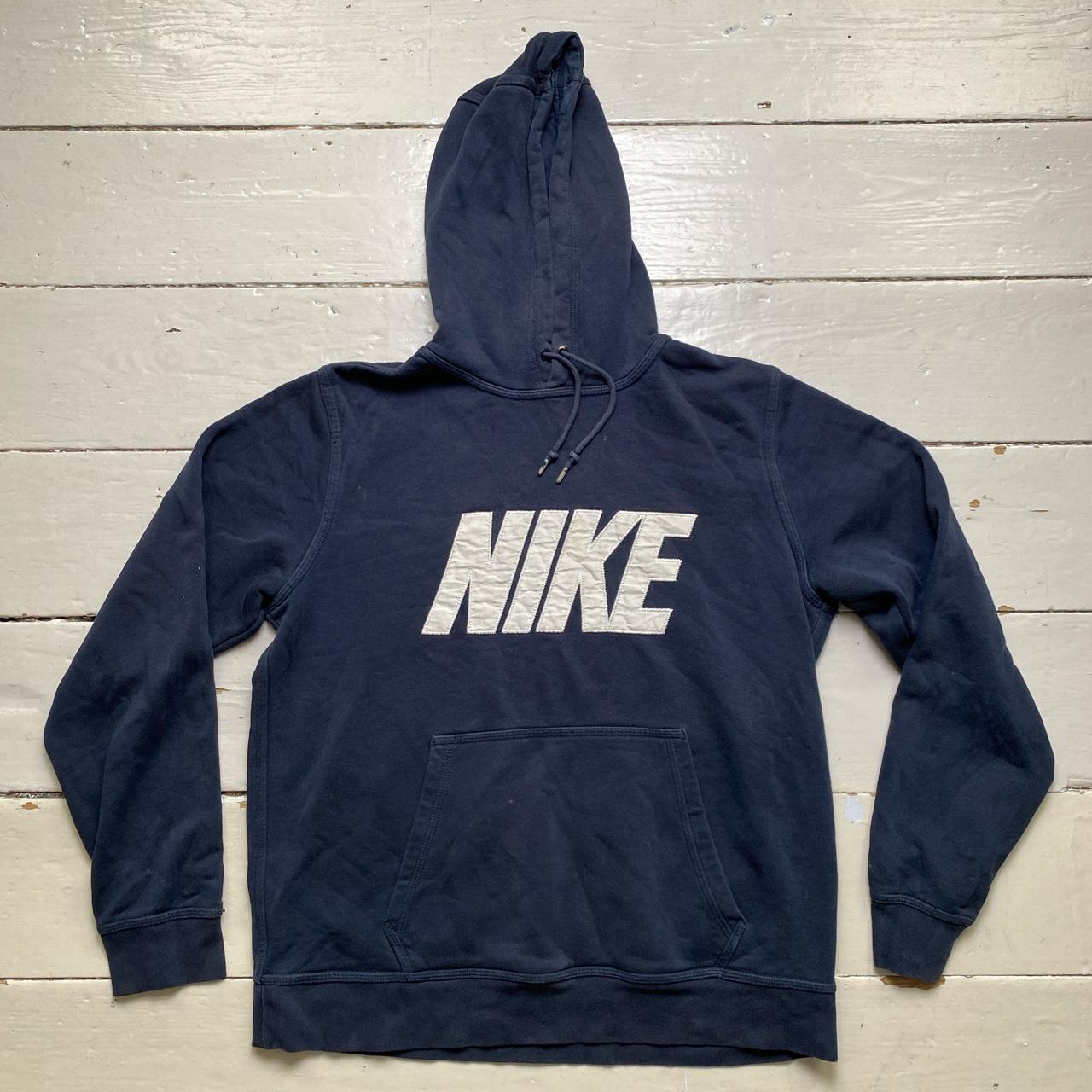 Nike Club Fabric Spellout Navy and White Hoodie