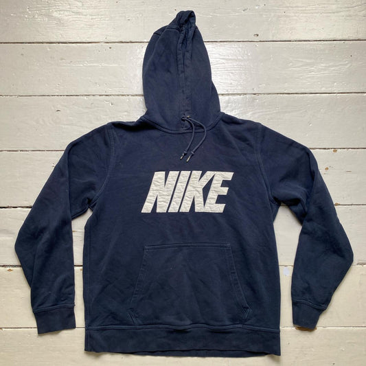 Nike Club Fabric Spellout Navy and White Hoodie