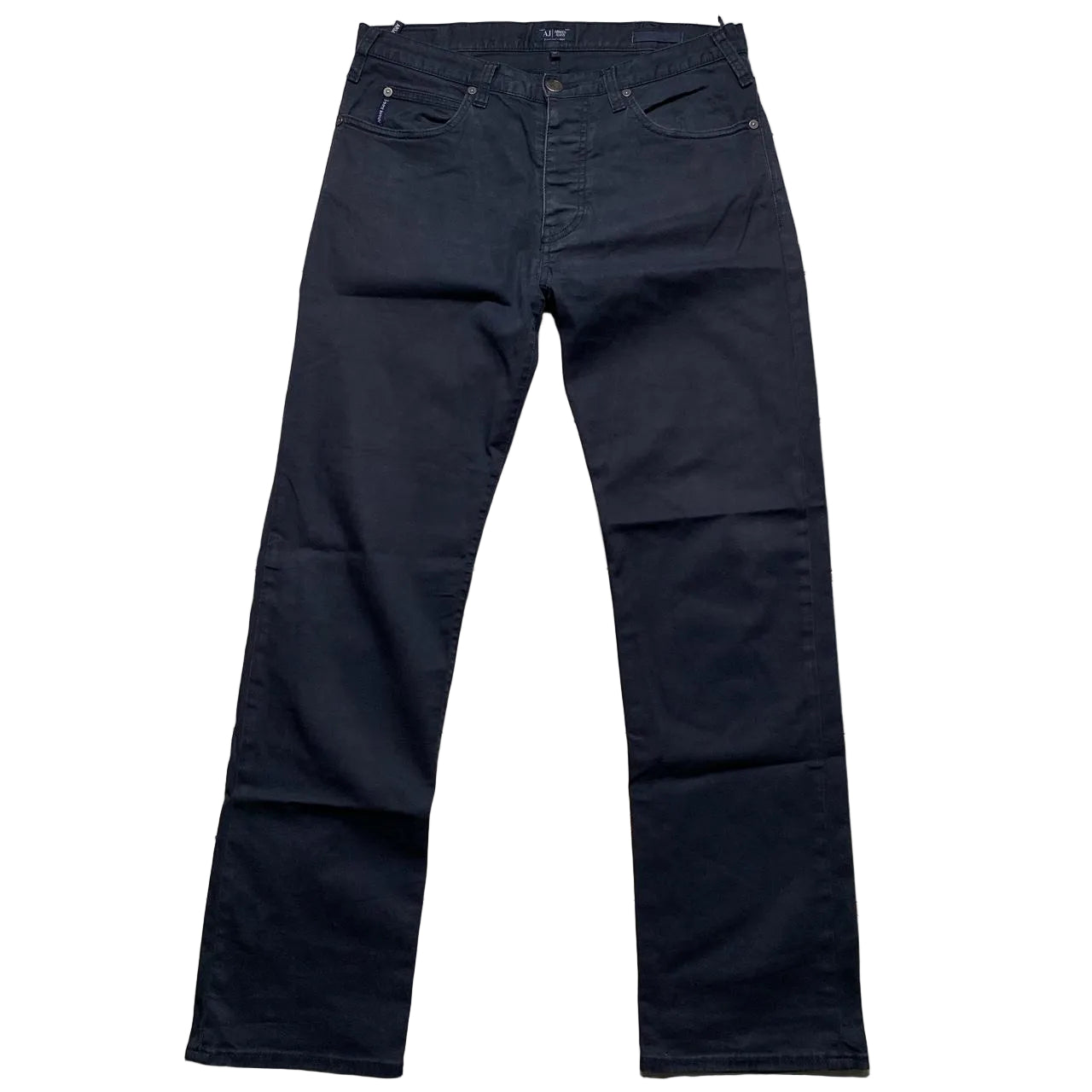 Armani Navy Slim Straight Jean Trousers (32W)