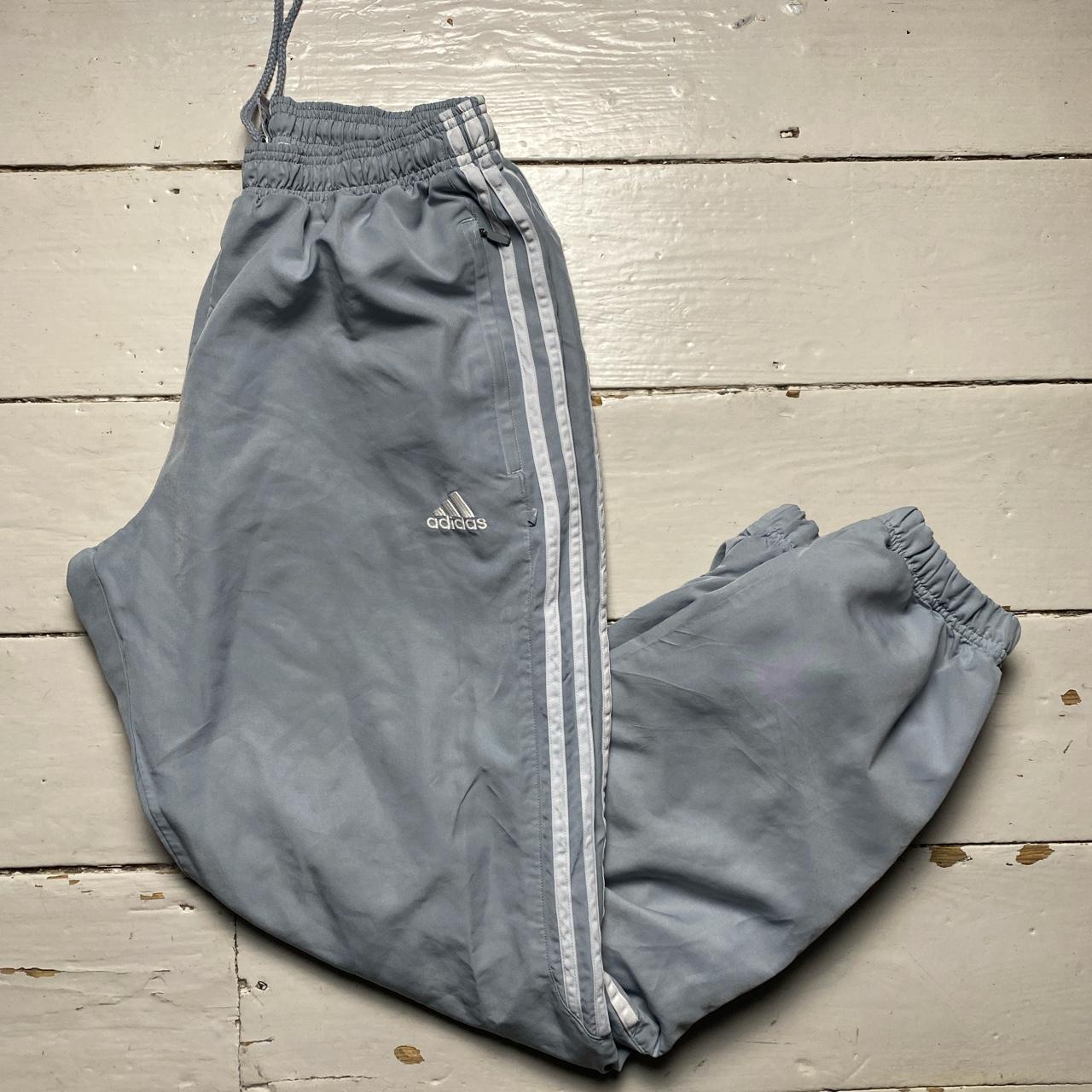 Adidas Silver and Grey Baggy Shell Track Pant Bottoms