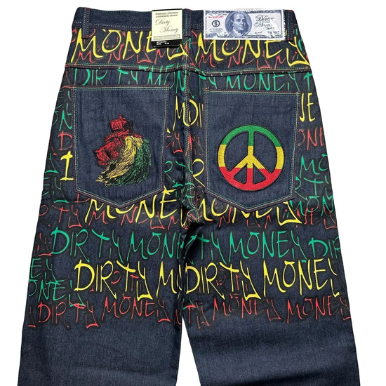 Dirty Money Vintage Rasta Denim Jeans (36W)