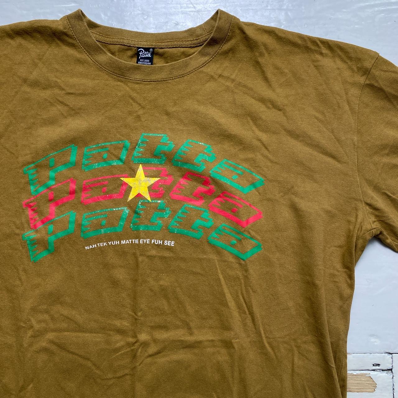 Patta Repeat Spellout Suriname Rasta Colour Khaki T Shirt