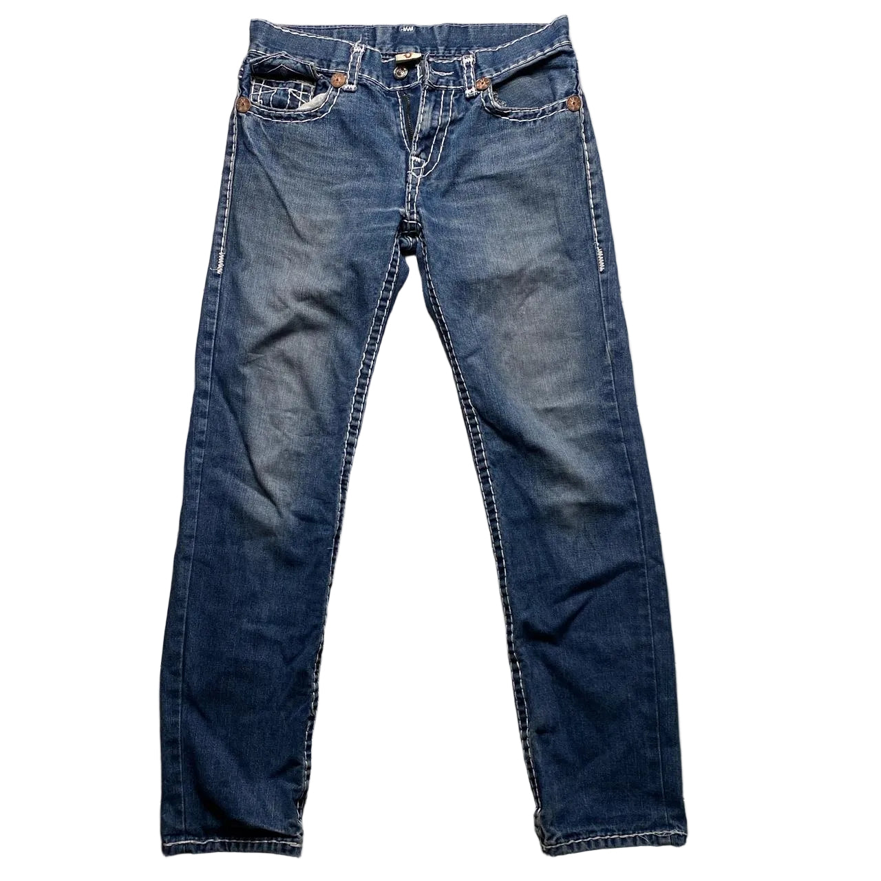 True Religion Big White Stitch Blue Billy Super T Jeans (32W)