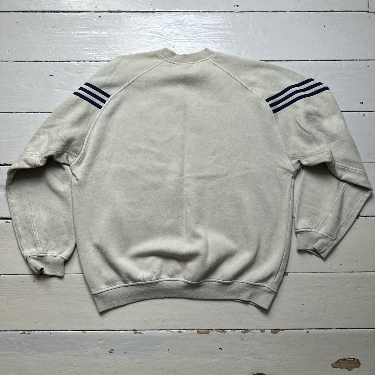 Adidas Vintage Cream and Navy Baggy Jumper