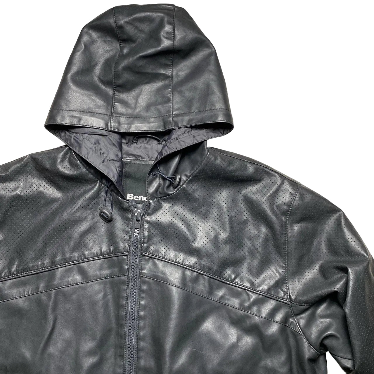 Bench Leather Hooded Jacket Black (L)