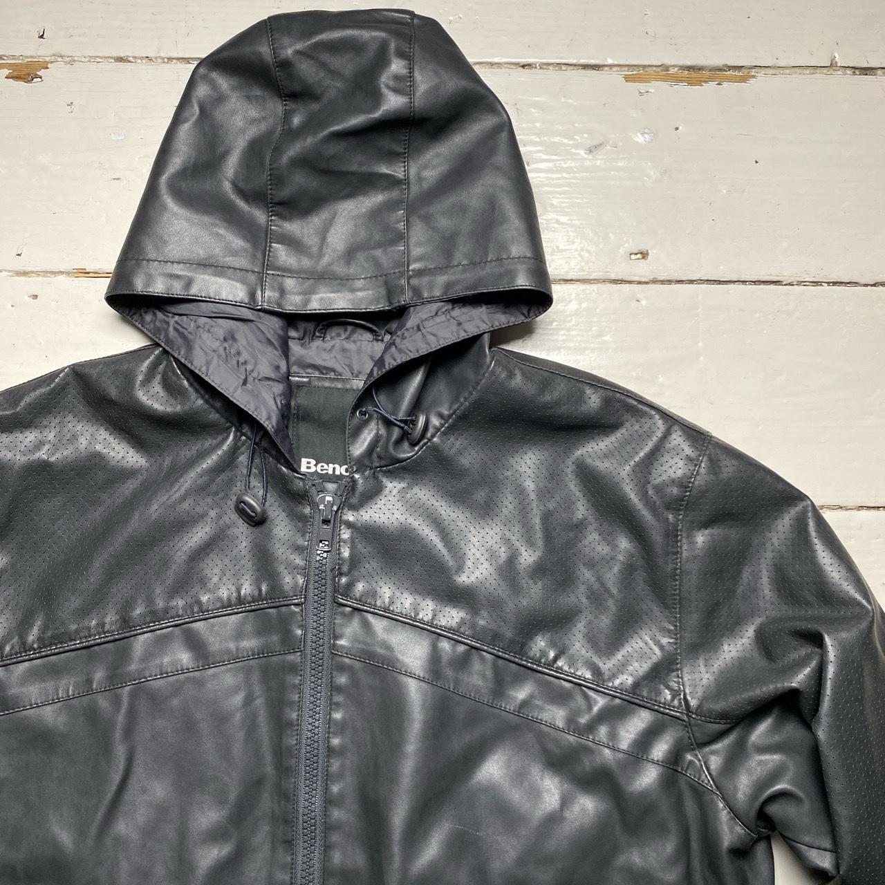 Bench Leather Hooded Jacket Black