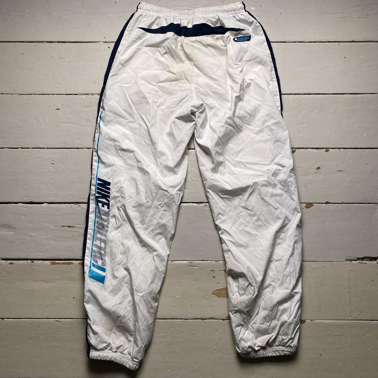 Nike Athletic Vintage Shell Trackpant Bottoms White and Blue