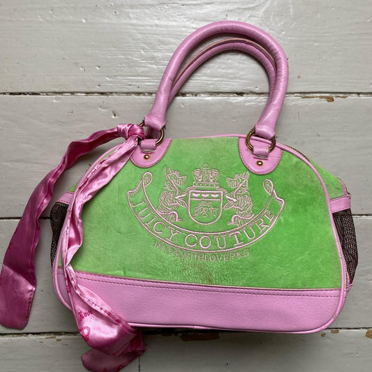 Juicy Couture Vintage Velour Shop Handbag Green and Pink