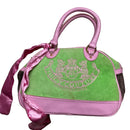 Juicy Couture Vintage Velour Shop Handbag Green and Pink