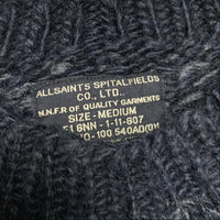 All Saints Black and Grey Thick Knitted Jumper (M)