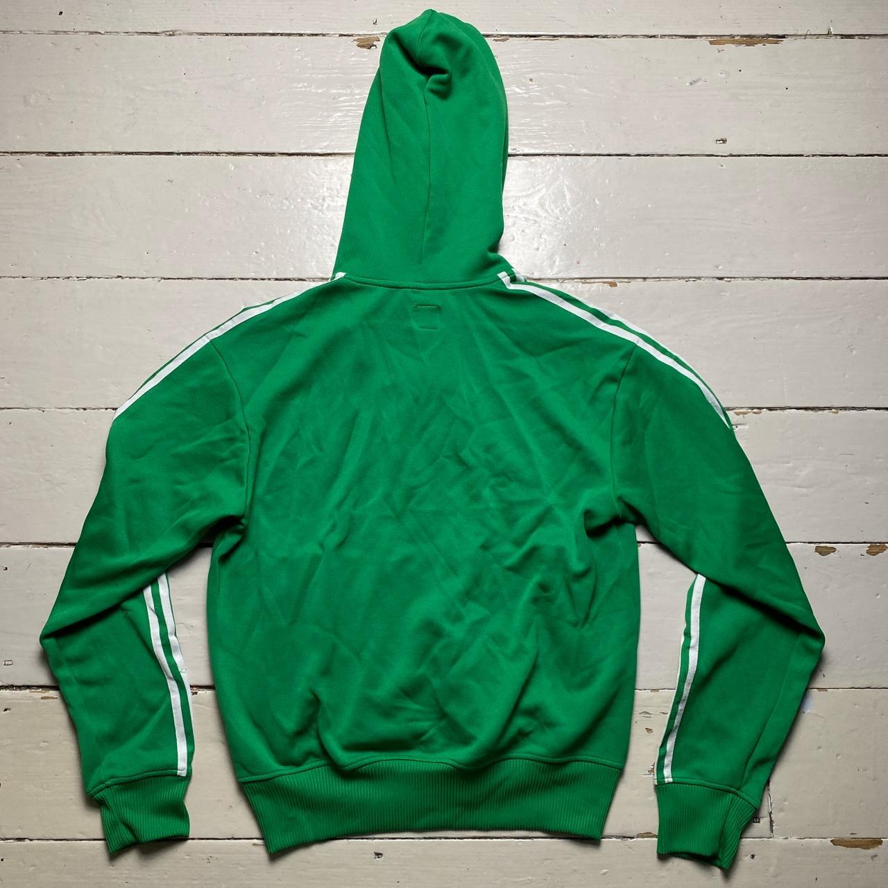 Adidas Striped Green and White Hoodie