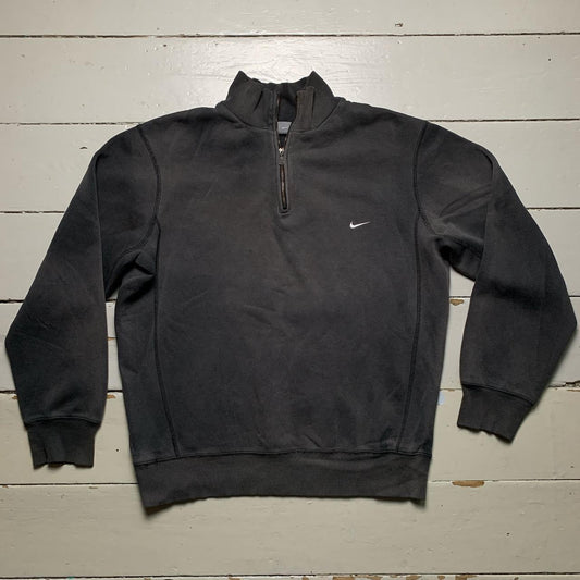 Nike Swoosh Vintage Grey and White Quarter Zip Jumper