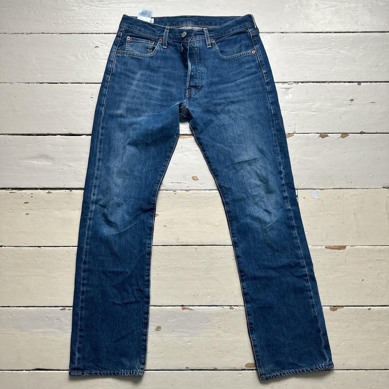 Levis 501 Distressed Navy Jeans