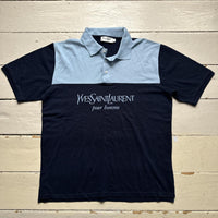 Yves Saint Laurent Vintage Navy and Baby Blue Polo Shirt