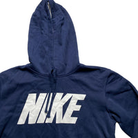 Nike Club Big Spellout Navy and White Hoodie (L)