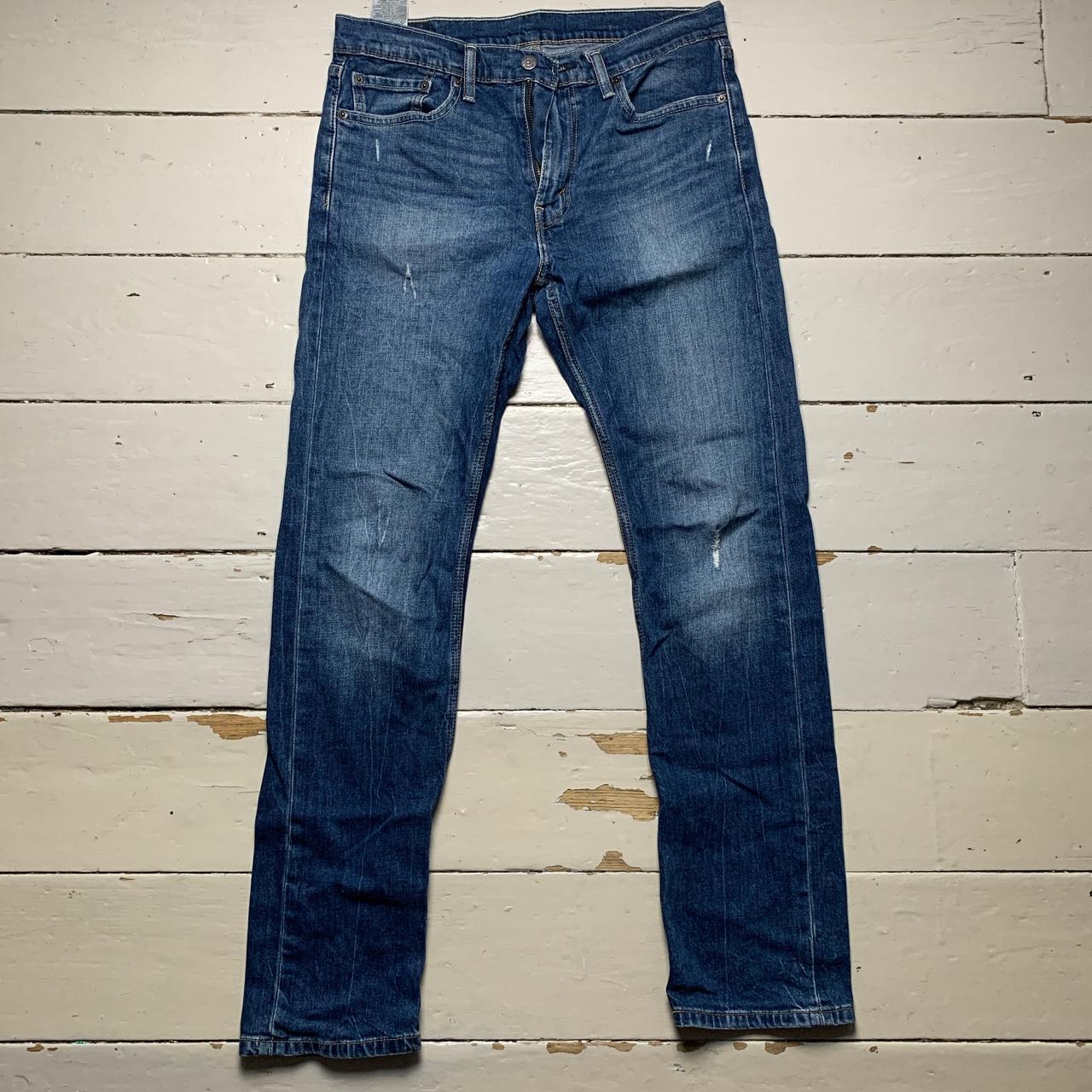 Levis 513 Navy Blue Distressed Jeans