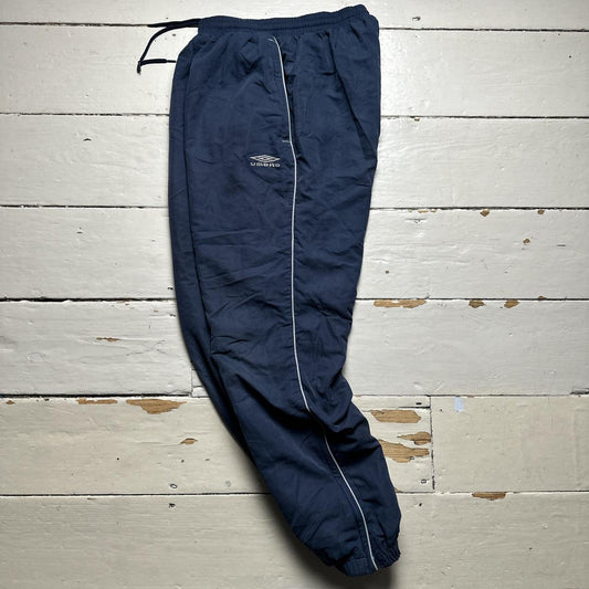 Umbro Navy and Grey Shell Trackpant Bottoms