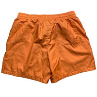 Nike Shell Swim Shorts Orange and White Swoosh (XL)