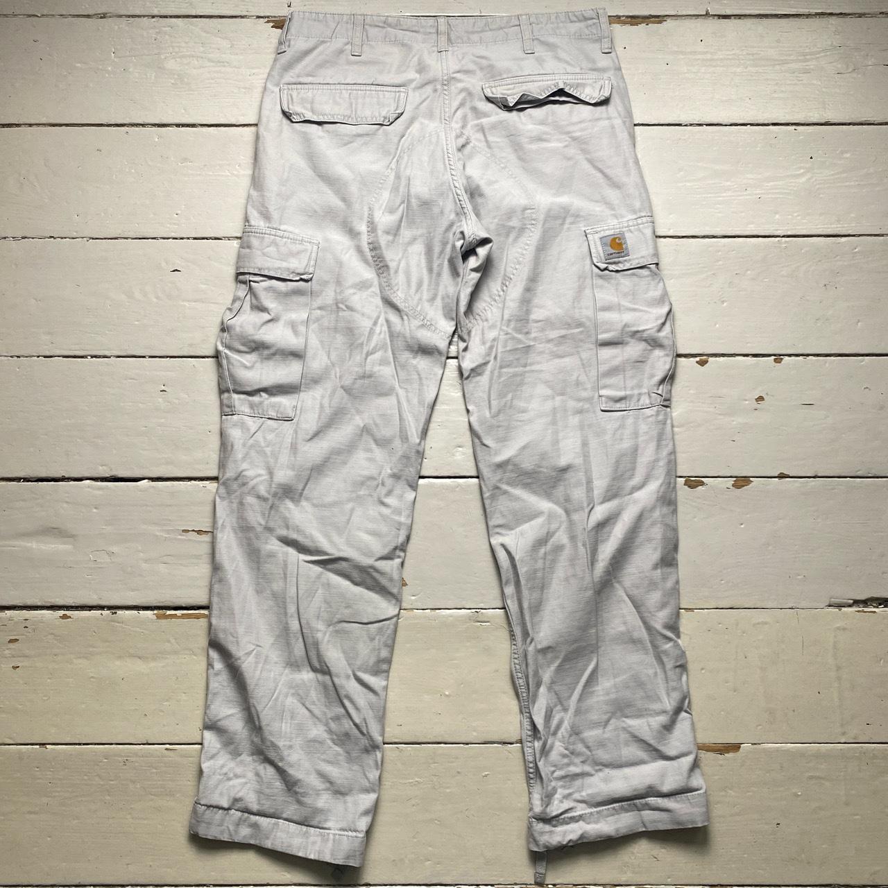 Carharrt WIP Light Grey White Regular Cargo Combat Pant Trousers