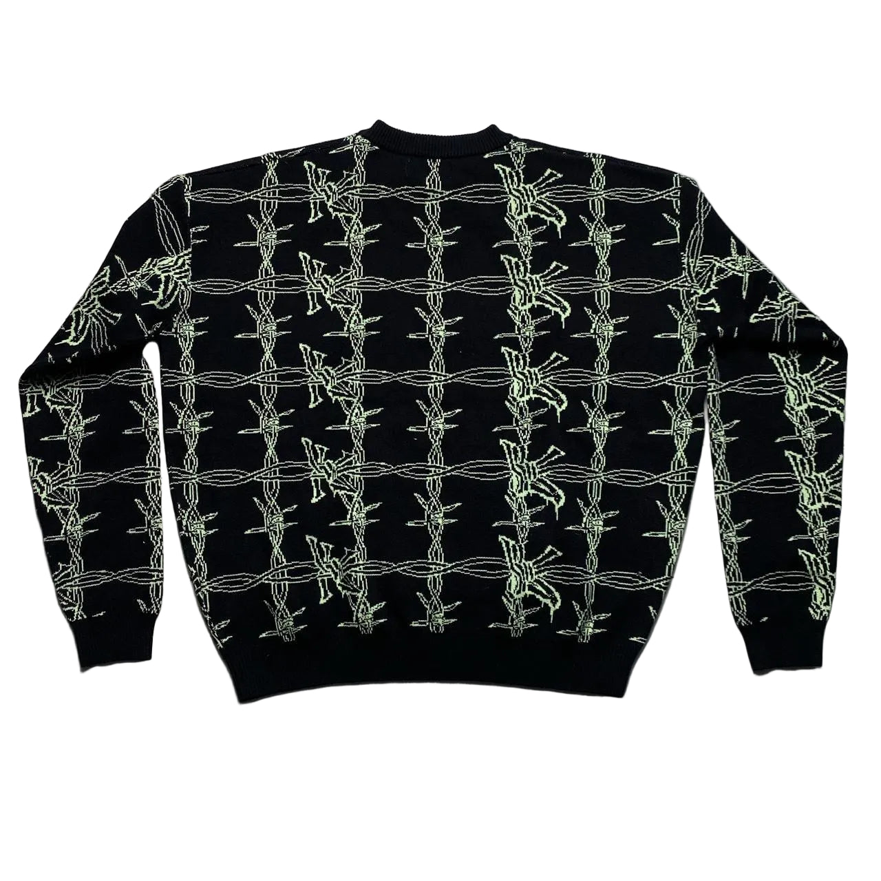 Yardsale Barbed Wire Black and Green Knit Jumper (M)