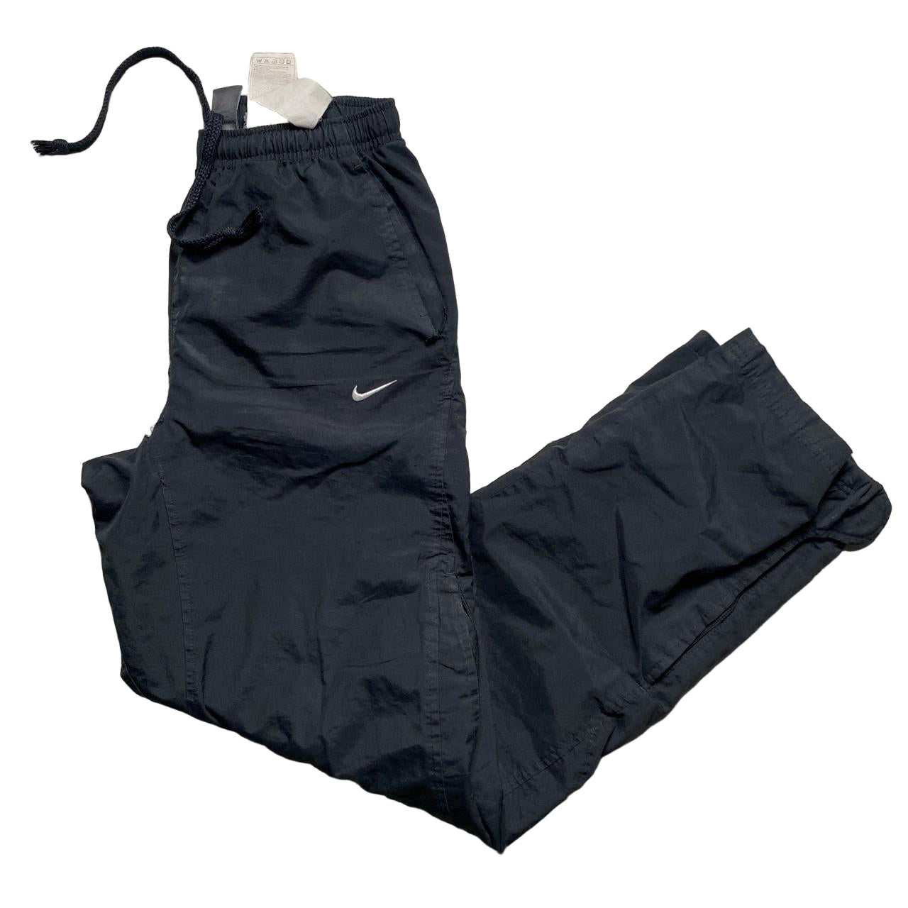 Nike Black and White Swoosh Baggy Trackpant Shell Bottoms (S)