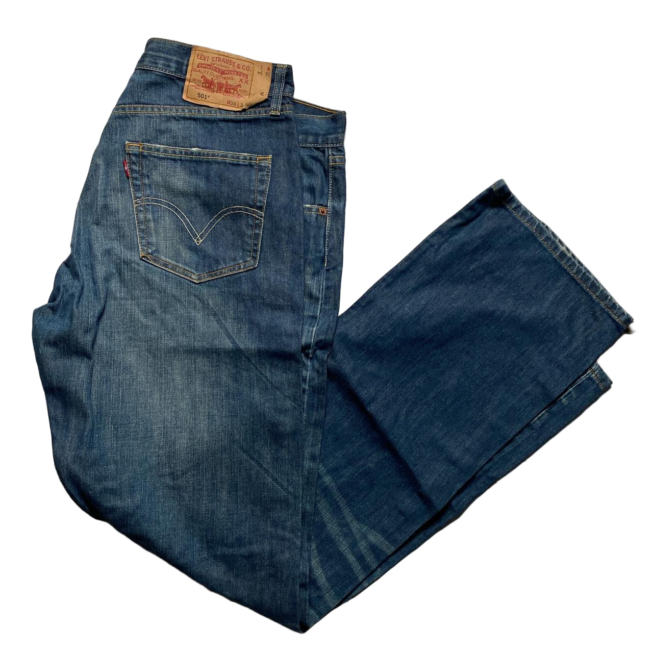 Levis 501 Baggy Navy Stonewash Jeans (36W)