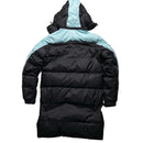 Benjart Bubble Puffer Parka Long Coat Black and Baby Blue (XS)