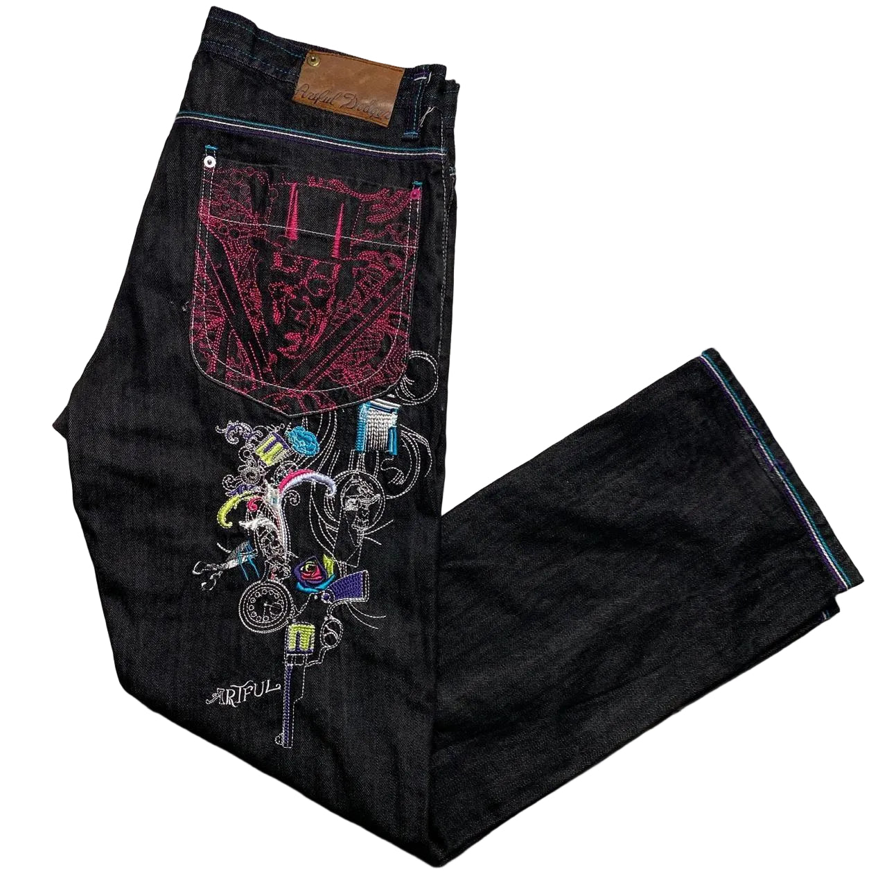 Artful Dodger Embroidery Vintage Indigo Jeans (34W)