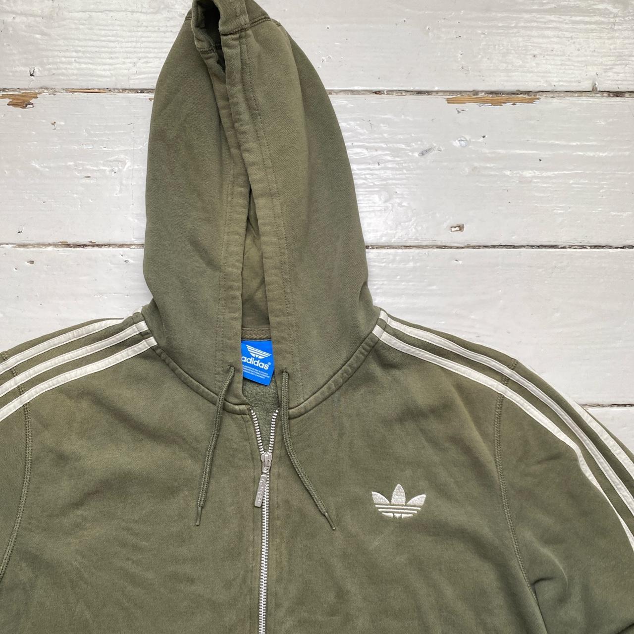 Adidas Originals Olive and White Stripe Hoodie