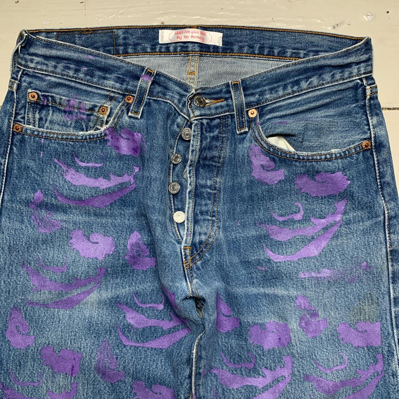 Saved For Your Soul by No Money Levis 501 Painted Joker Face Jeans