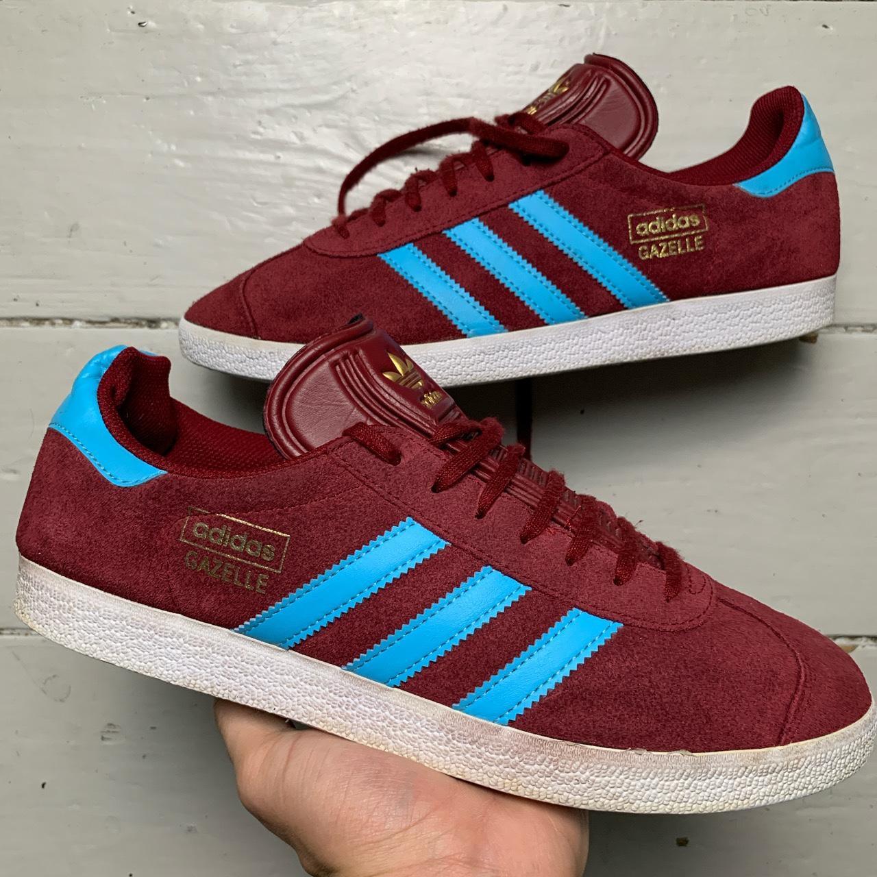 Adidas Gazelle Burgundy Claret and Blue West Ham Trainers