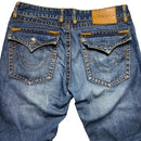 True Religion Billy Super T Navy and Brown Stitch Jeans (34W)