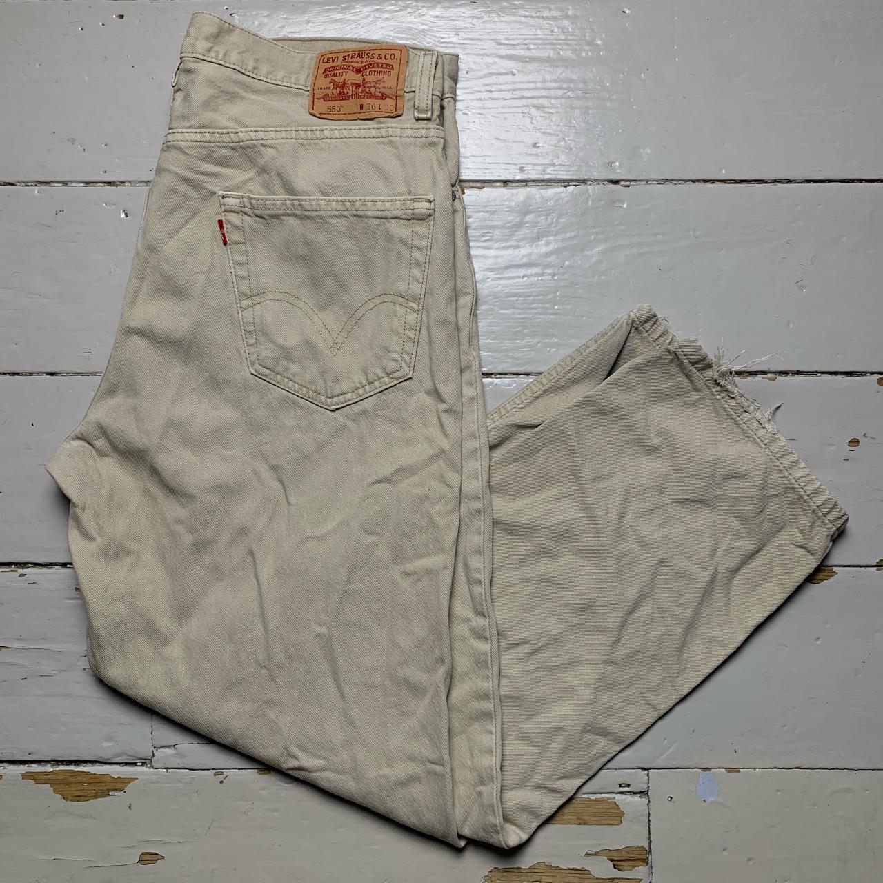 Levis 550 Baggy Cream Vintage Distressed Jeans