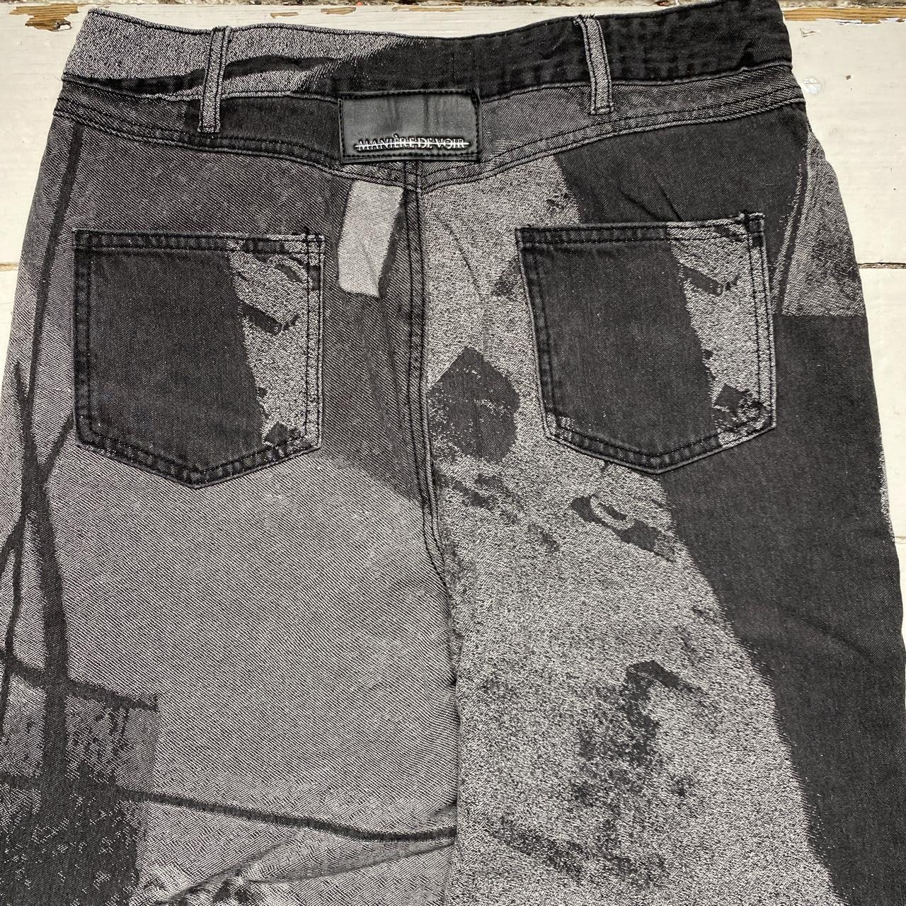 Maniere De Voir All Over Greek Print Grey Jeans