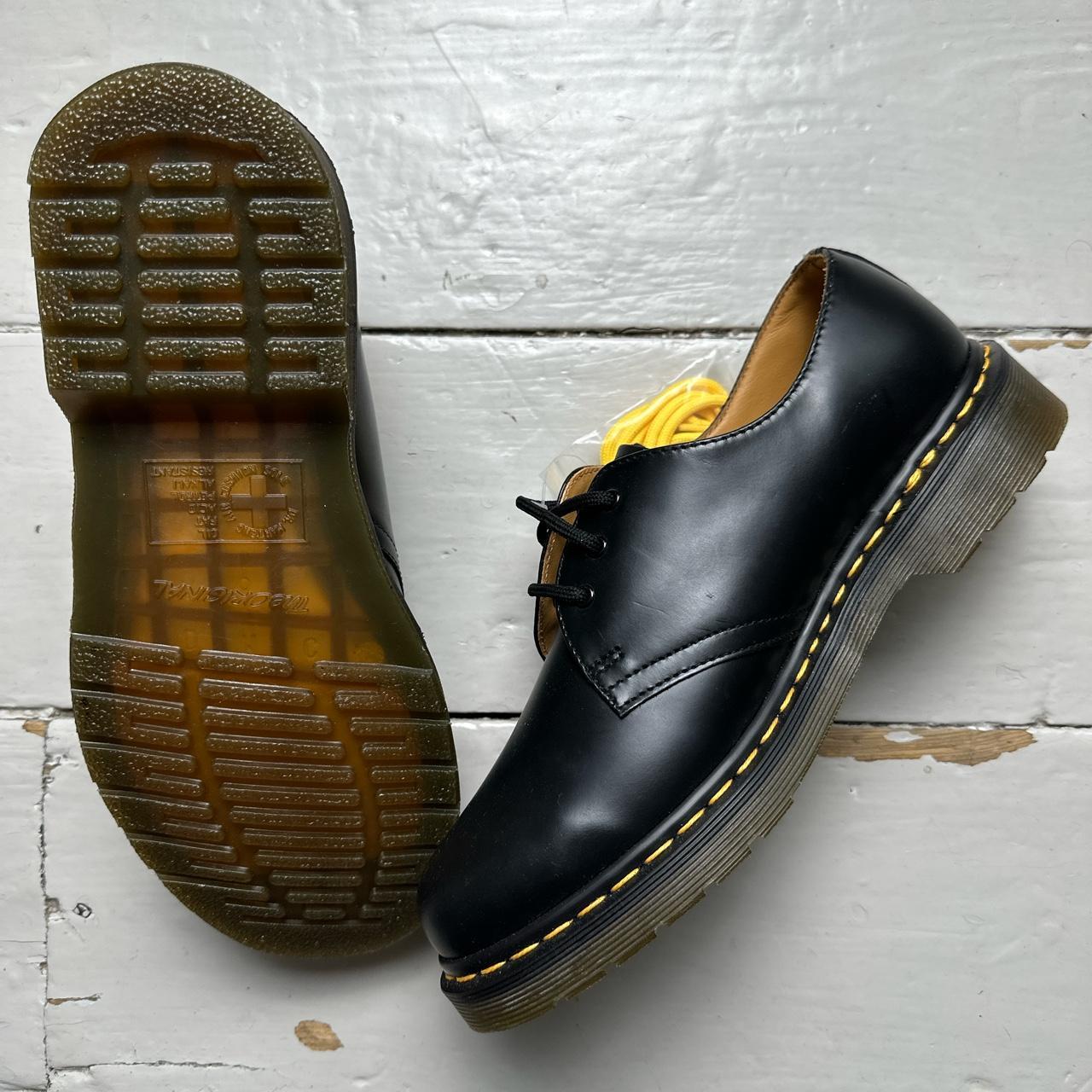 Dr Martens Low Shoes Black and Yellow Stitch