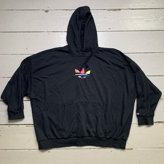 Adidas Originals Pharell Black and Multi Colour Hoodie Oversized Baggy Womens