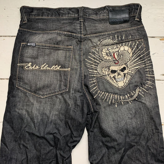 Ecko Unlimited Vintage Snake and Skull Embroidery Jeans