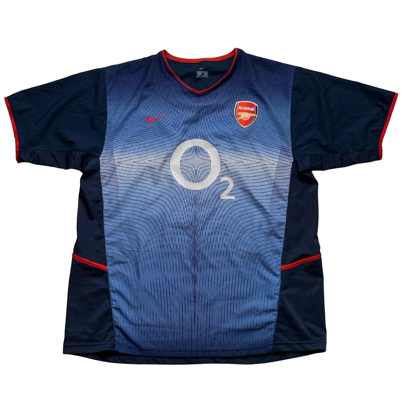Arsenal Vintage O2 2002/04 Away Nike Blue and White Football Shirt (XL)