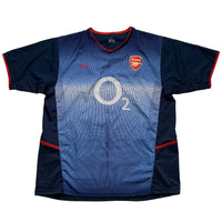 Arsenal Vintage O2 2002/04 Away Nike Blue and White Football Shirt (XL)